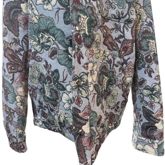 NWT ZARA Medium Blue Floral Tapestry Shacket - Picture 5 of 14